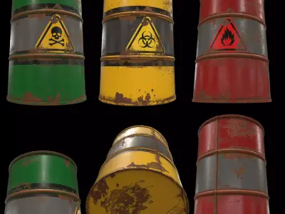 Set of barrels Low-poly 3D model