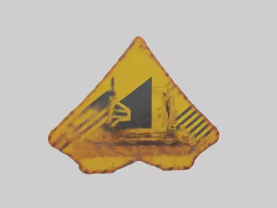 Heavy Machinery Warning Sign model Low-poly 3D model