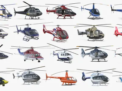 Private Helicopters Big Collection 3D model