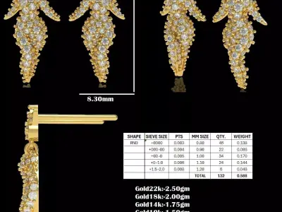 Dancing Girl Stud Earrings  3D print model