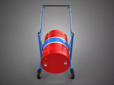 HEAVY DUTY DRUM BARREL TROLLEY CART BARROW HANDTRUCK HOLDER LIFT 3D model