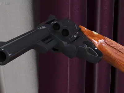 Black Revolver Pistol 3D model