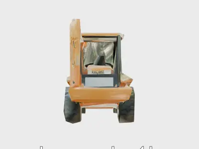 Modern Industrial Backhoe Loader Machine Low-poly 3D model