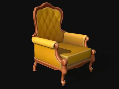 Stylized Armchair Retro Low-poly 3D model