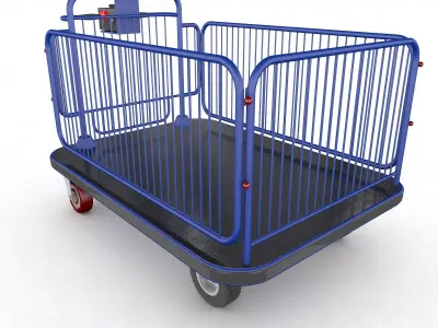 Supermarket Platform Trolley Transport 3D model