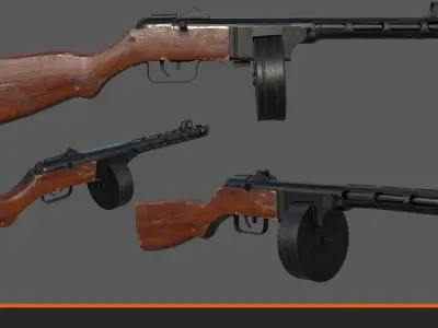 Ppsh-41 Gun Low-poly 3D model
