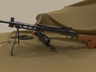 DP-28 machine gun Low-poly 3D model