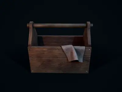 Wooden Toolbox Low-poly 3D model purchase