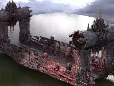 Ancient Sci-Fi ruin Bridge Huge 2 3D model