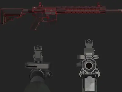 M4A1 v2 LowPoly Game Ready Model  Low-poly 3D model