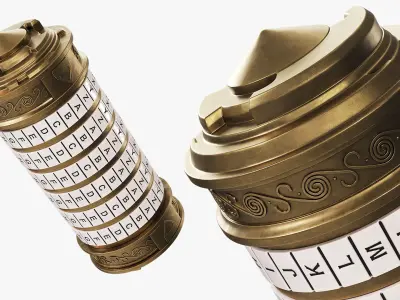 Da Vinci Cryptex Letter Combination Lock Gold 3D model