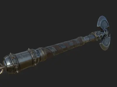 Medieval Axe 3D model 2