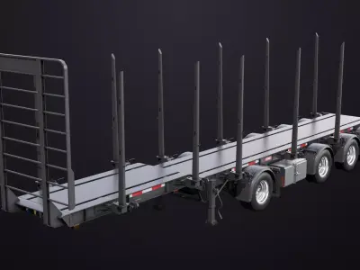Logging Trailer 01 Black with load Single Mat All PBR Textures Low-poly 3D model