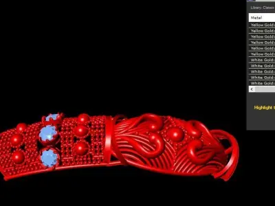 Bangle antique gold bracelet 3D print model