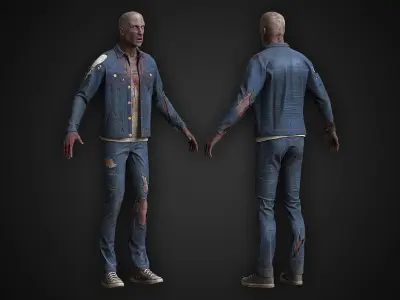 Zombie in Jacket Low-poly 3D model