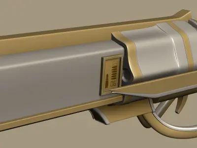 SciFi Golden Revolver - Luxury Gun - Weaponry Low-poly 3D model