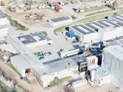 Huge high quality drone 3D Scan of industrial Park Low-poly 3D model