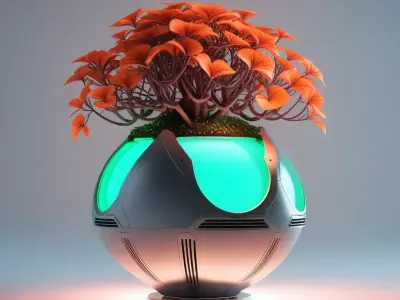 SciFi Glowing Planter Alien Plant 3D model