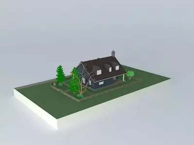 House with porch  Free 3D model
