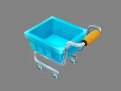 Cartoon dirty shopping cart Low-poly 3D model