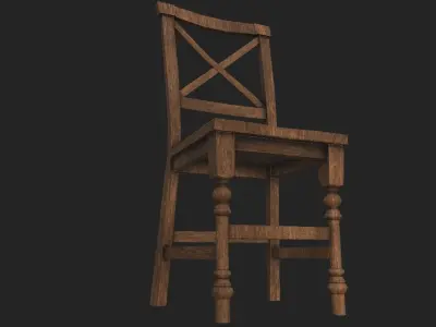 Chair low poly wooden Free low-poly 3D model