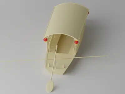 Old Traditional Chinese Wooden Passenger Boat 1 3D model