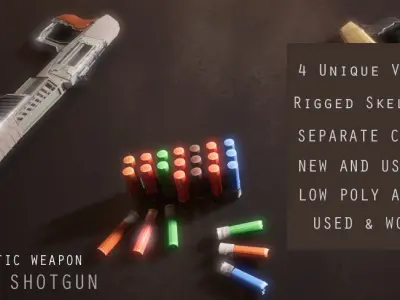 Sci-fi Futuristic Combat Shotgun Low-poly 3D model