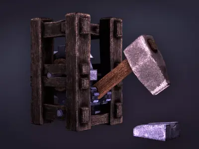 Medieval Crushing Trap Stylized Game Prop Low-poly 3D model