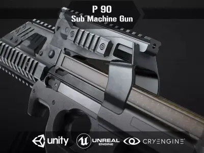 P90 Sub Machine Gun Low-poly 3D model