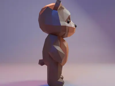 Low Poly Stylized Standing Teddy Bear Low-poly 3D model