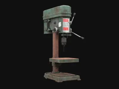 Old Rusty Drill Press  Low-poly 3D model