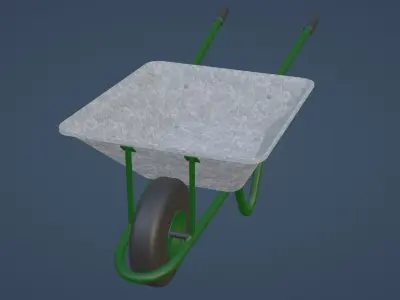 Green wheelbarrow Low-poly 3D model