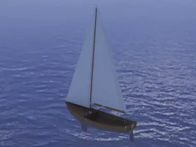 Sailboat model floating in ocean Free 3D model