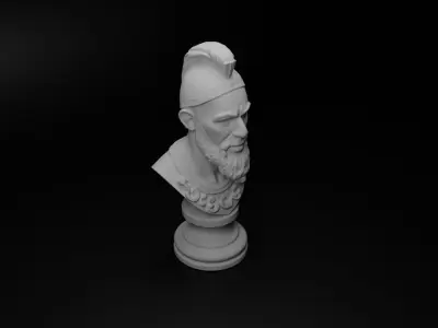 Zulu Warrior Bust Chess 3D print model shop