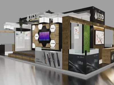 Exhibition Stand Stall Four Side Open 12X7 3D model