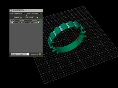 A unisex Ring with round gem stones  Free 3D print model