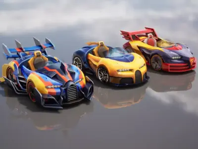 Hand-drawn Cartoon Racing Game Supercar Sports Car Modified car 3D model