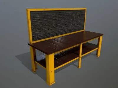 workbench bench made of wood and metal Low-poly 3D model get