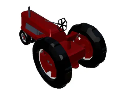 Low Poly Old Tractor Low-poly 3D model