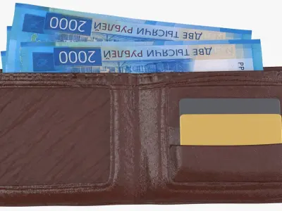 Russia 2000 Rubles Wallet Money Purse 3D model