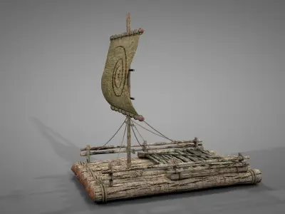 Wooden Raft 3D model