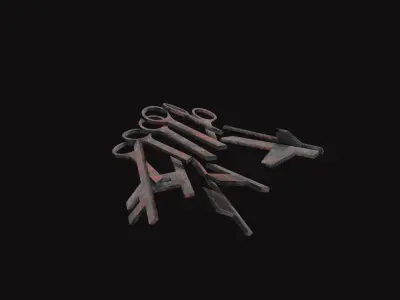 Medieval Key Metal Scrap V02 Low-poly 3D model