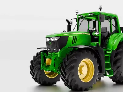 John Deere 6195M Utility Tractor  Premium Model Low-poly 3D model