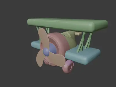 Green airplane Low-poly 3D model