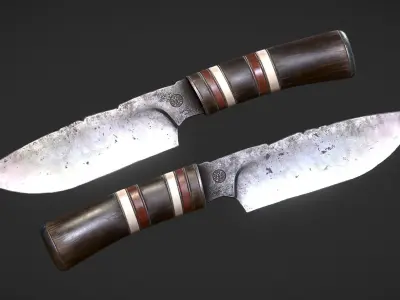 Hunter knife Low-poly 3D model