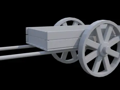 tumbrel 2 old wooden cart 3D model