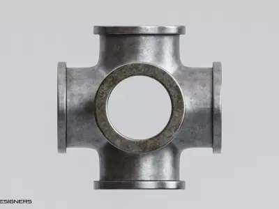 Industrial 6-Way Pipe Fitting Connector 3D model