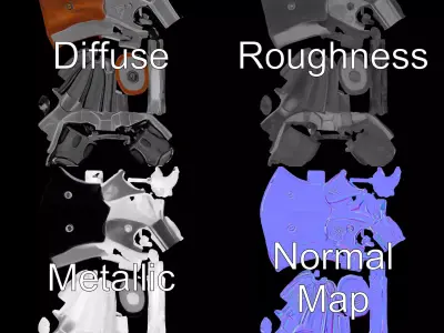 Classic Revolver Steel model pack Low-poly 3D model purchase