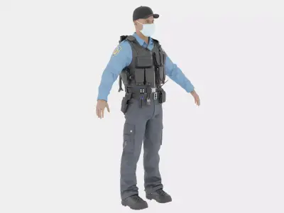 Police Male Fully  Rigged 3D Character Model 3D model