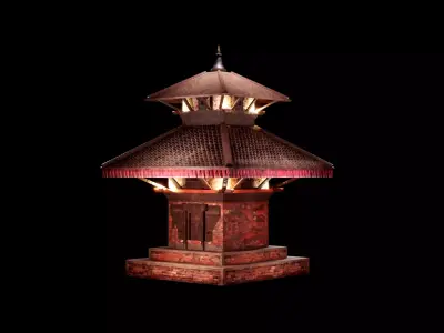 Nepali Pagoda Temple Low-poly 3D model
